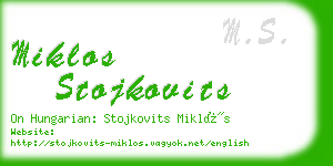 miklos stojkovits business card